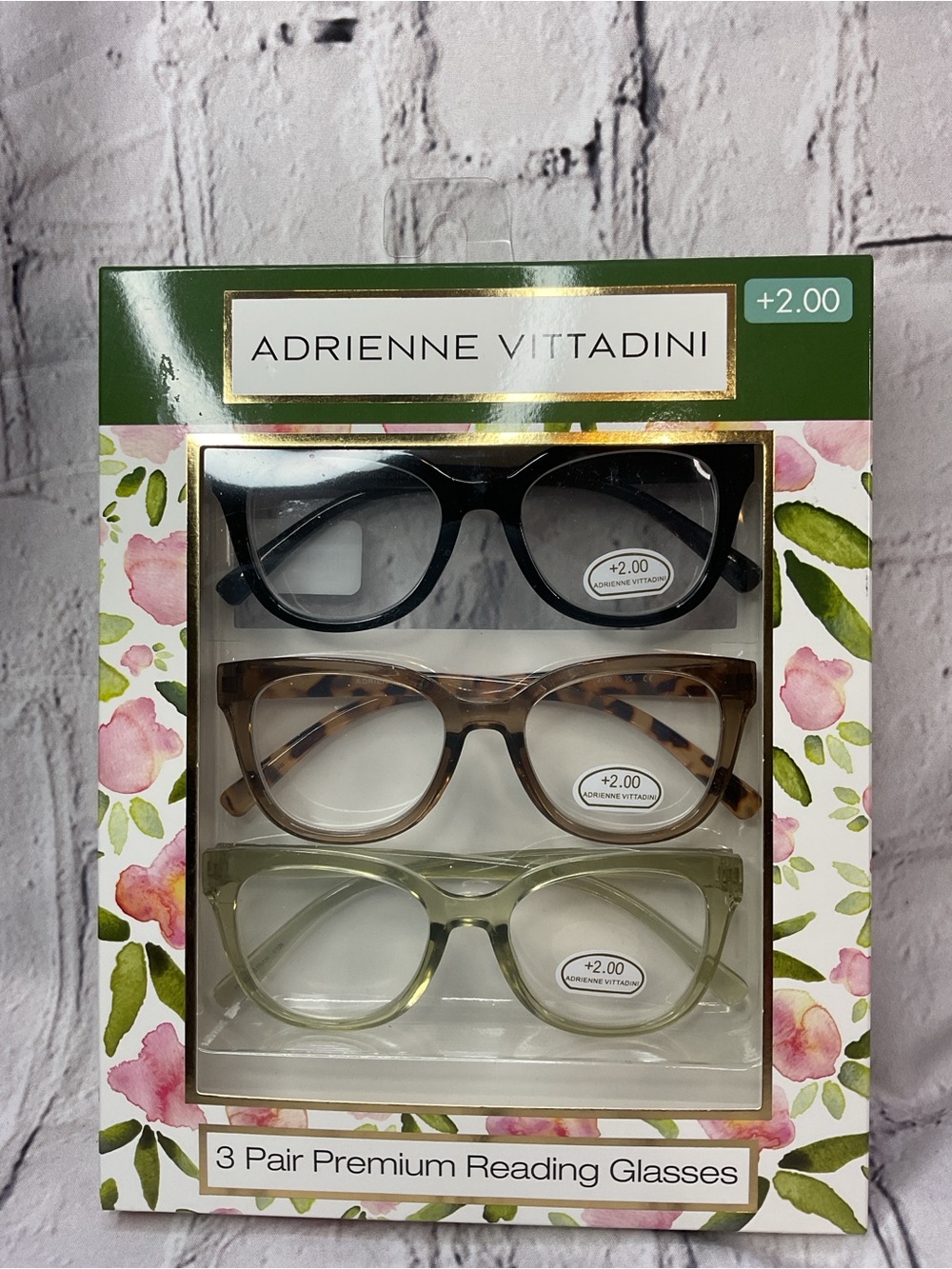 Adrienne Vittadini Three-Pack Reading Glasses — Black, Tortoise, Moss - Picture 2 of 4